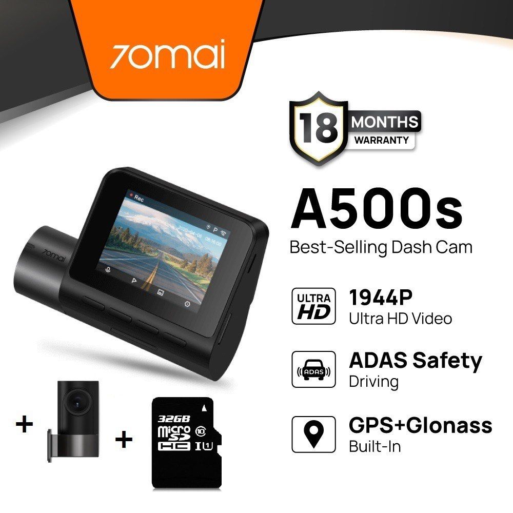 Video Recorder 70mai A500S Dash Cam Pro Plus+ + RC06 Rear Camera