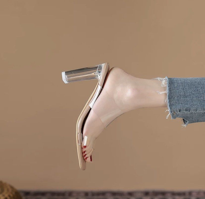 9cm Clear Heels Double Clear Strap