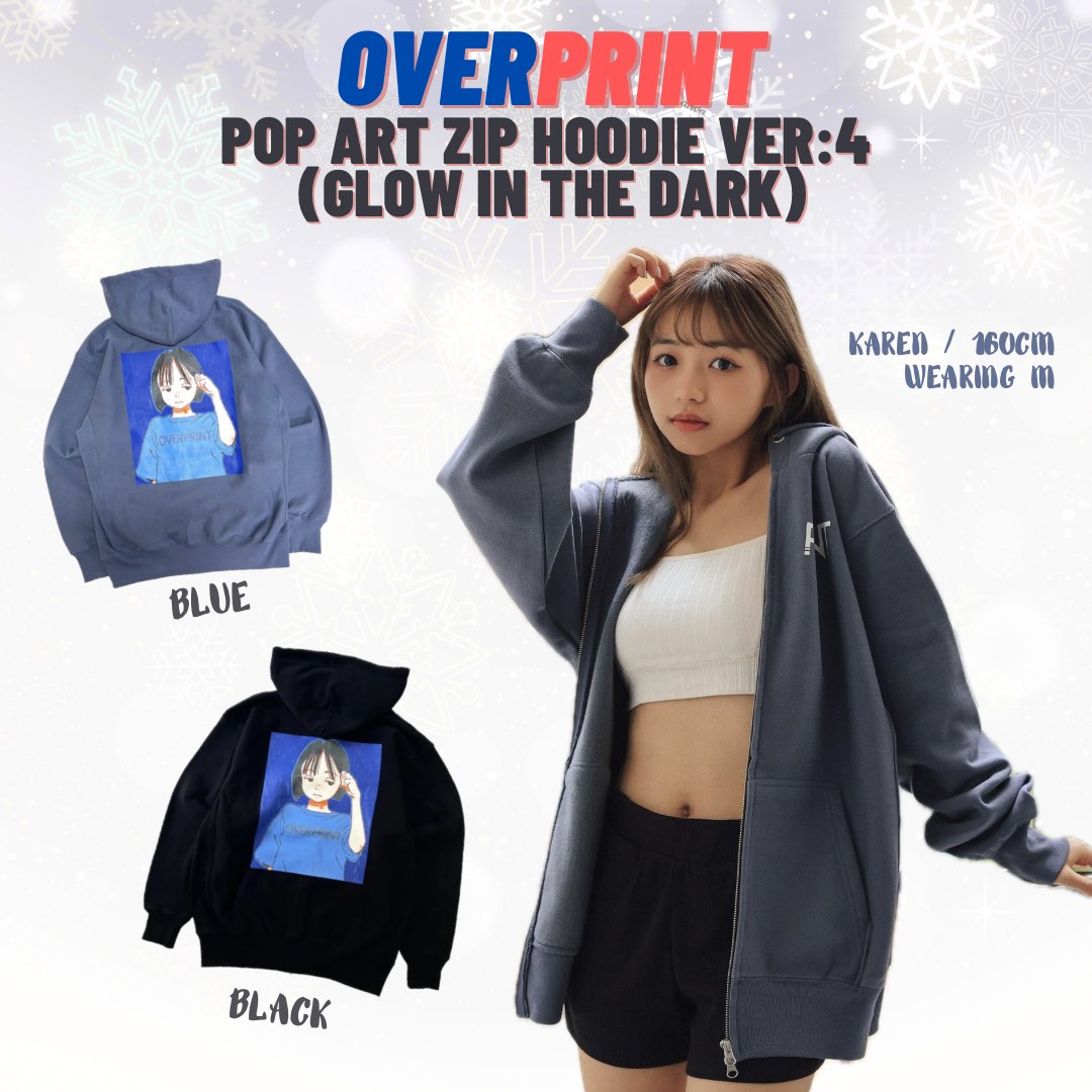門市現貨- OVERPRINT POP ART ZIP HOODIE VER.4 (GLOW IN DARK