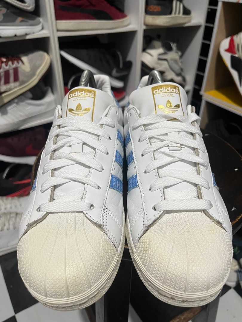 Adias Superstar Real Blue Logo Print Men s Fashion Footwear