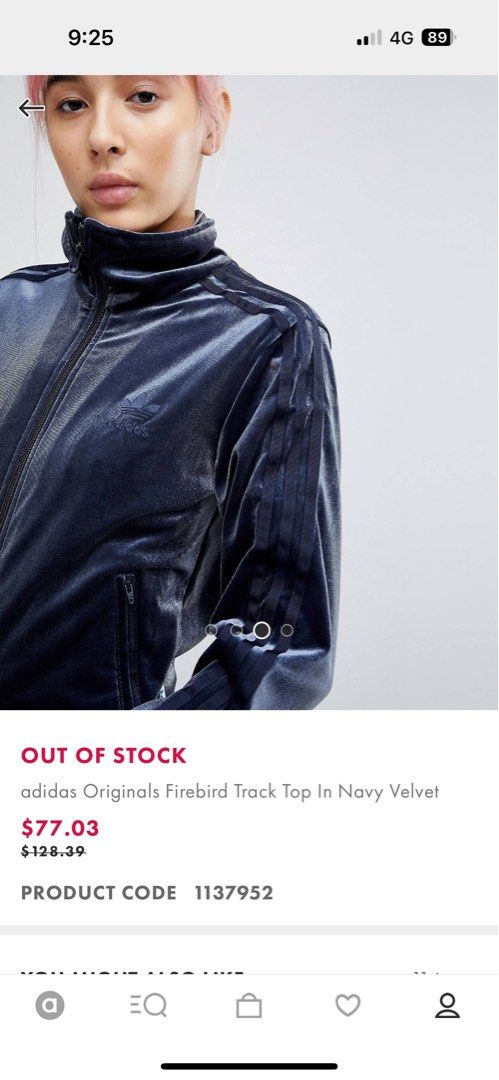 Adidas originals firebird track top in navy velvet clearance