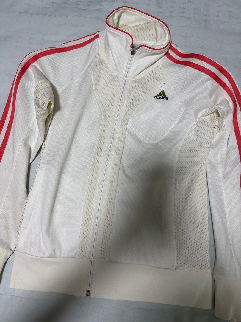 Adidas jacket white and red outlet