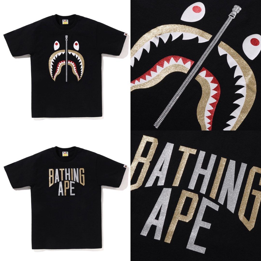 Bape glitter shark tee clearance