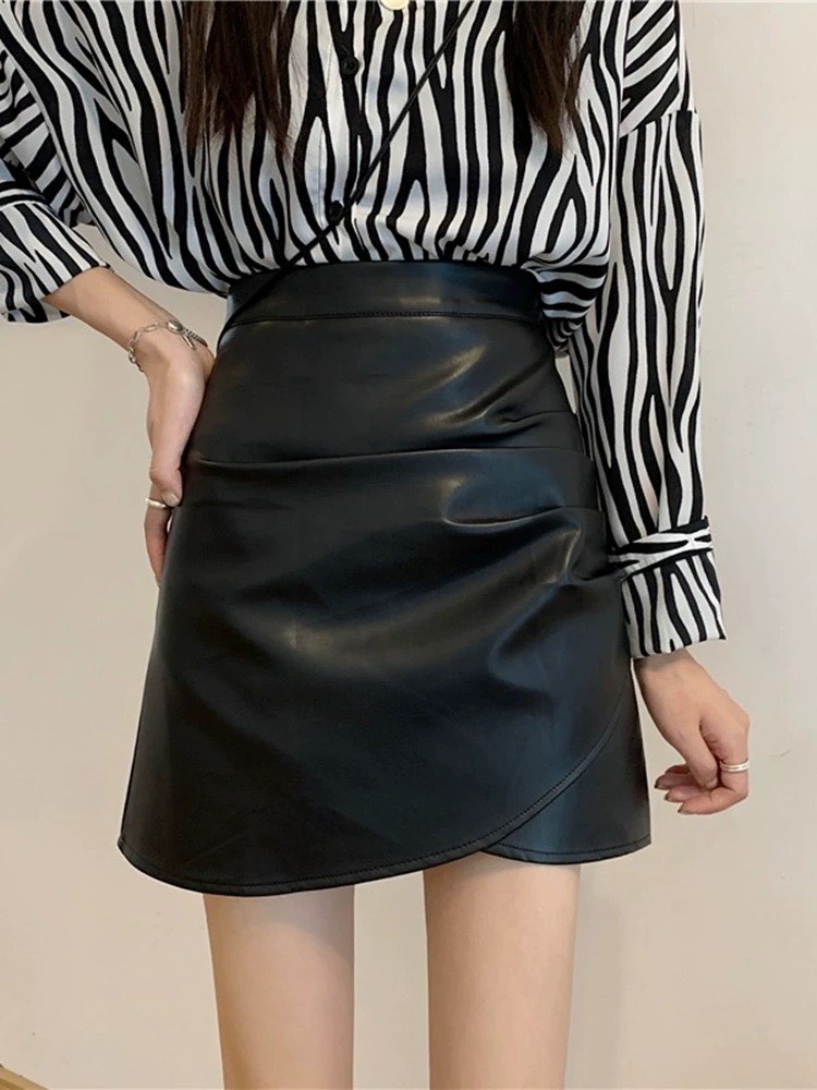 Plus size shop black pvc skirt