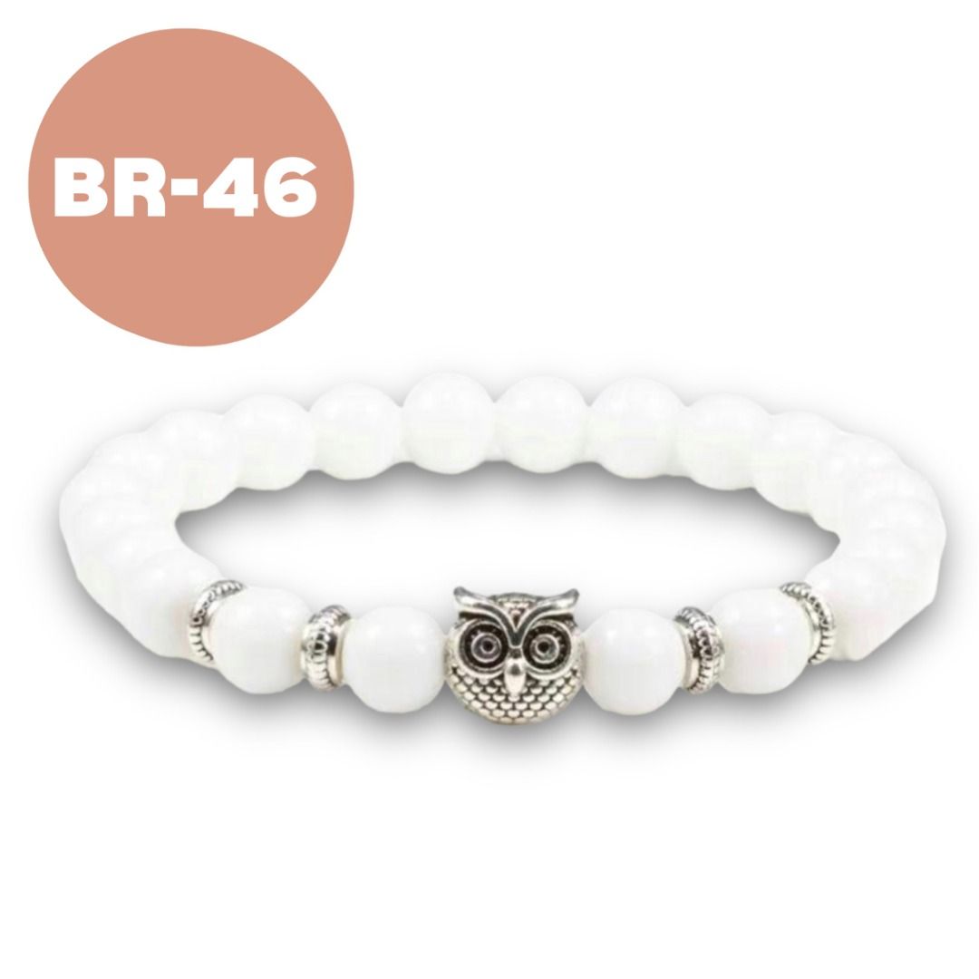 BUY 2 ANY ITEMS FREE DELIVERY MAILING Silver Owl White Stone Bracelet Natural White Stones for Women Men Simple Classic Bracelet Jewelry GSGBR