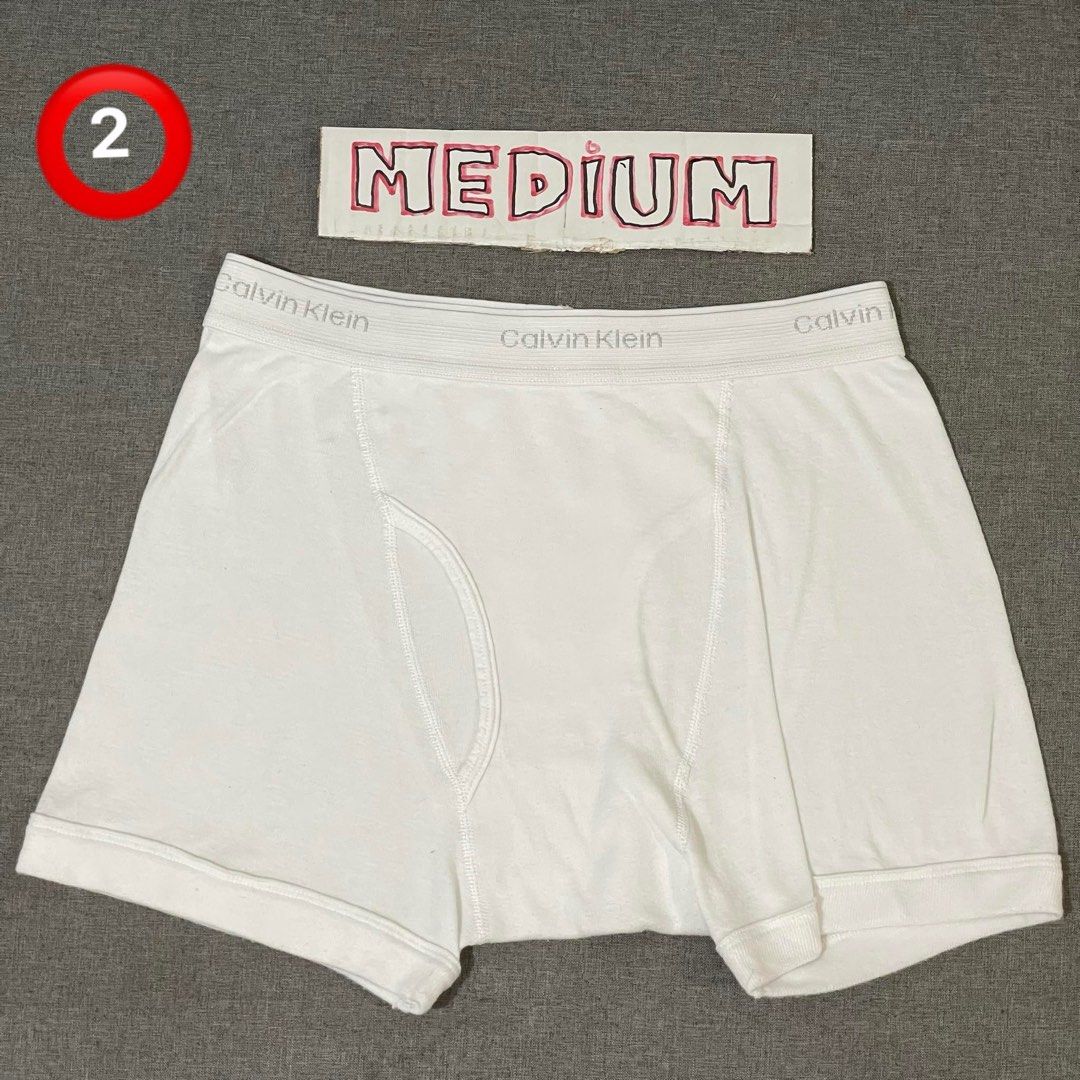 Size 30-34” CALVIN KLEIN White Boxer Brief, Men's Fashion, Bottoms,  Underwear on Carousell