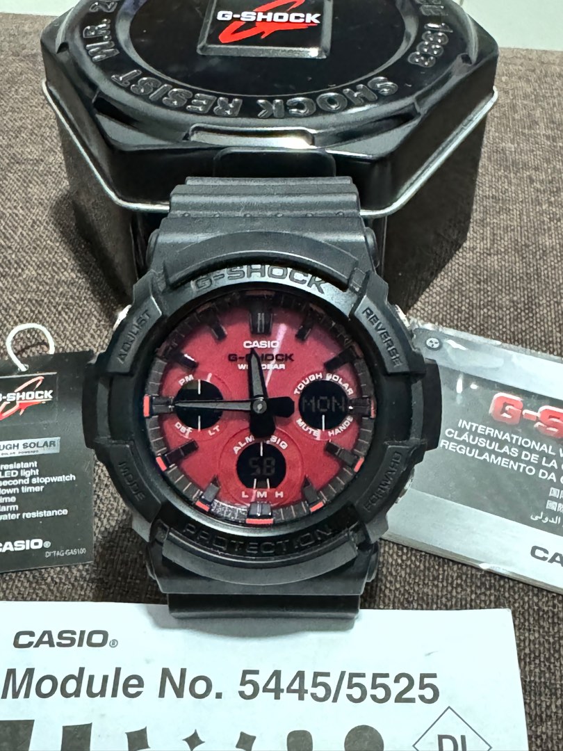CASIO G SHOCK GAS 100AR 1ADR STANDARD ANALOG DIGITAL BLACK WATCH