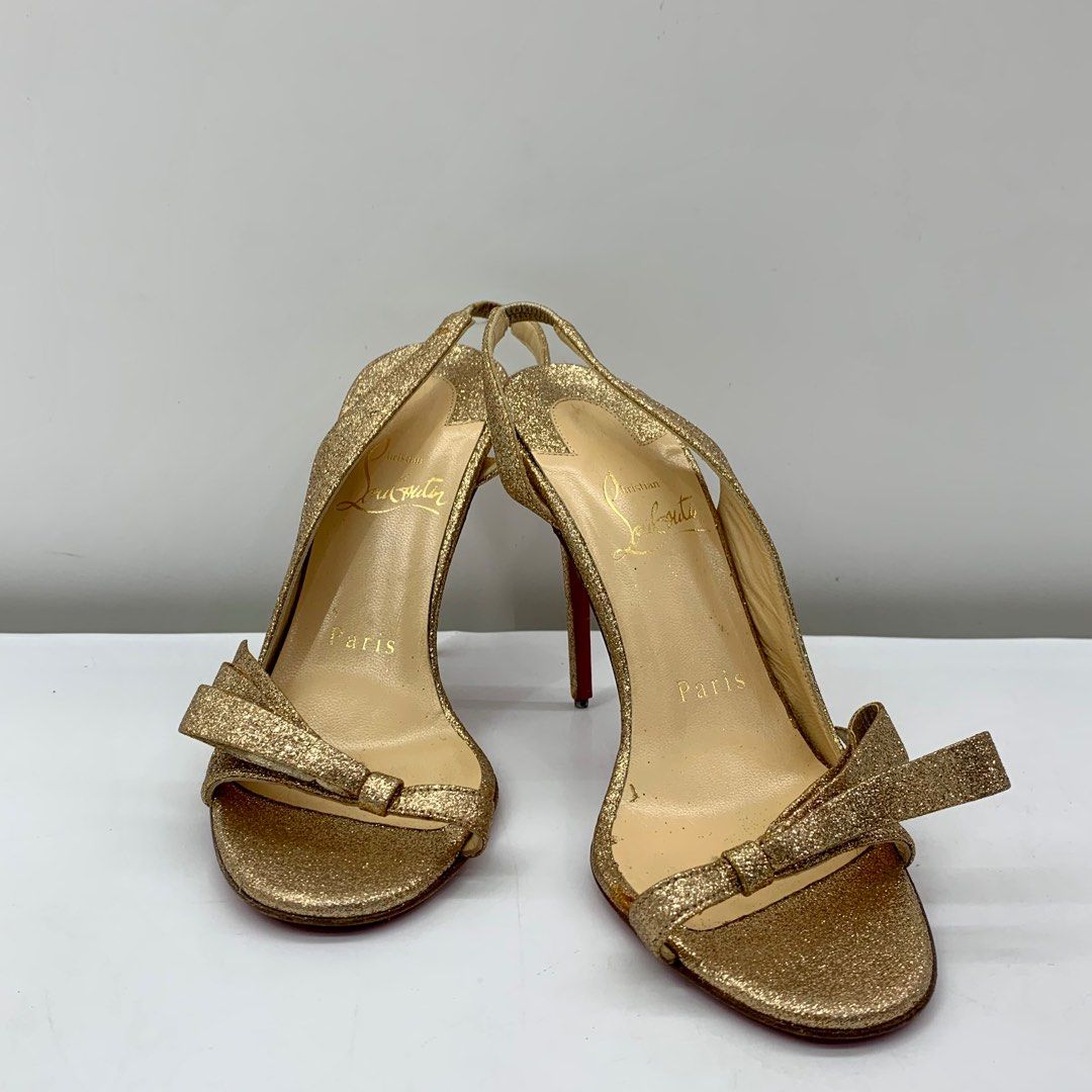 Gold glitter louboutin heels online