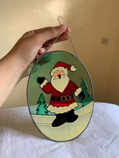 Christmas for wall/door decor stained glass suncatchers santa from USA