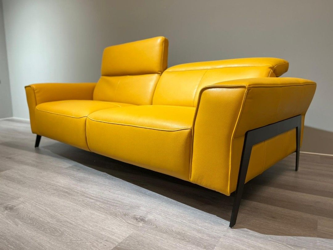 Grain Leather Italian Sofa Set