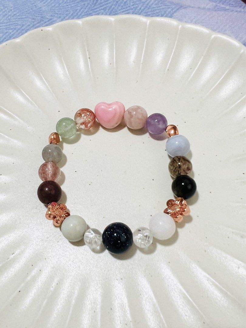 Crystal bracelet with queen conch heart charm Women s