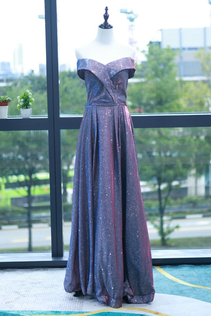 Purple plus size evening gowns discount