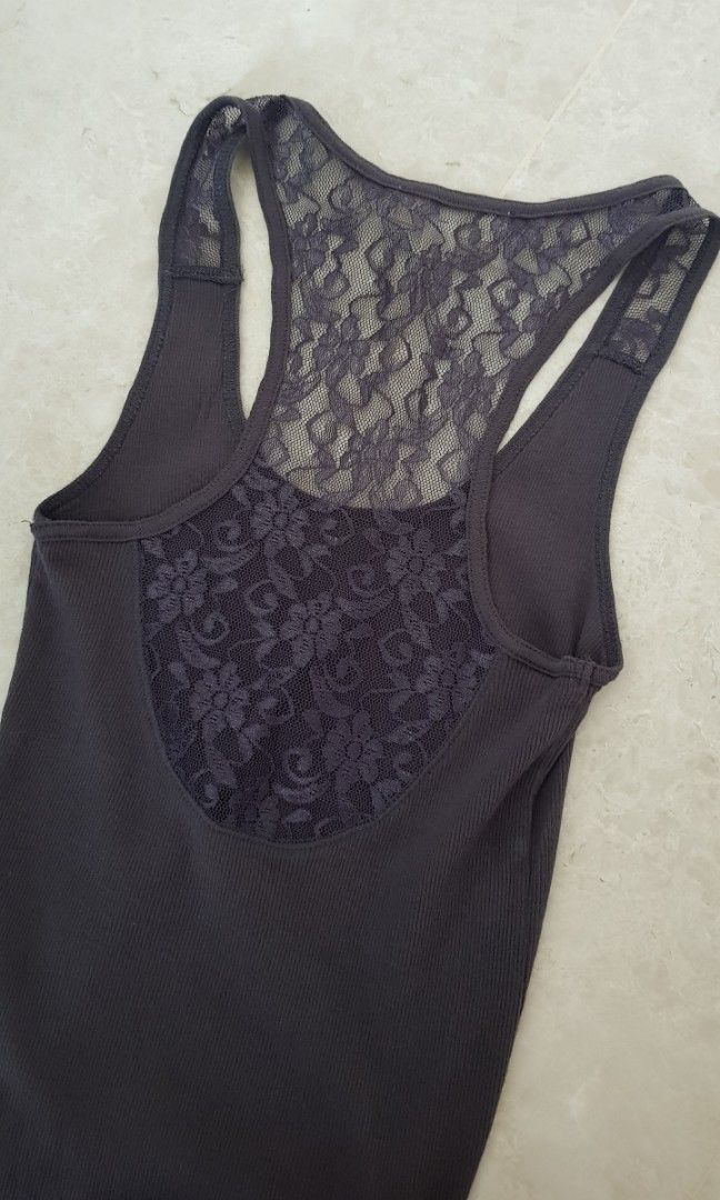 Forever 21 Ribbed Tank Top Lace Back