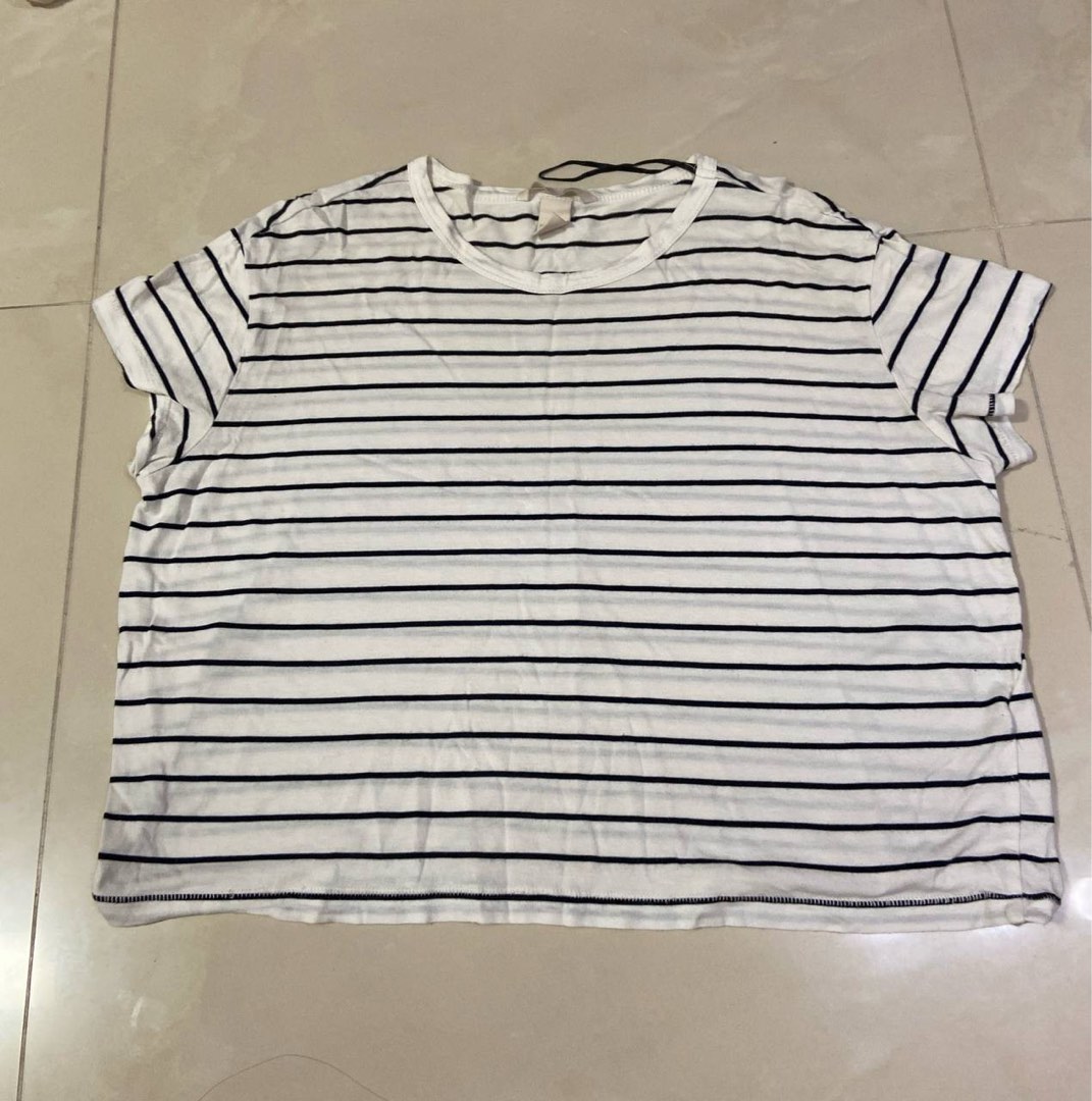 H M Black and white striped shirt Women s Fashion Tops Shirts