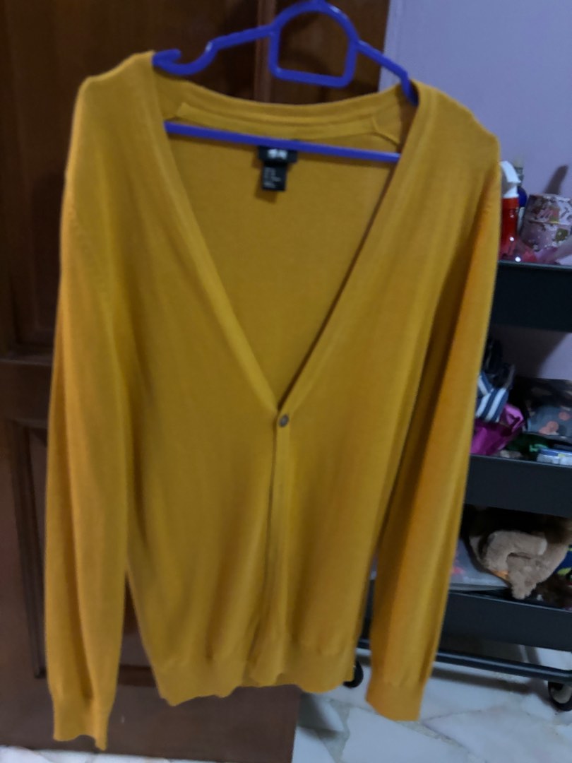 H M Mustard Yellow Brown Cardigan Jacket Men s Fashion Coats