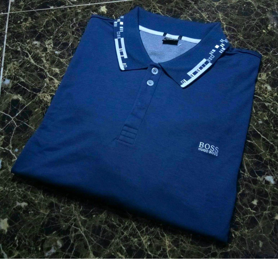 HUGO BOSS BLUE BLACK POLO TSHIRT BIG SIZE 4XL
