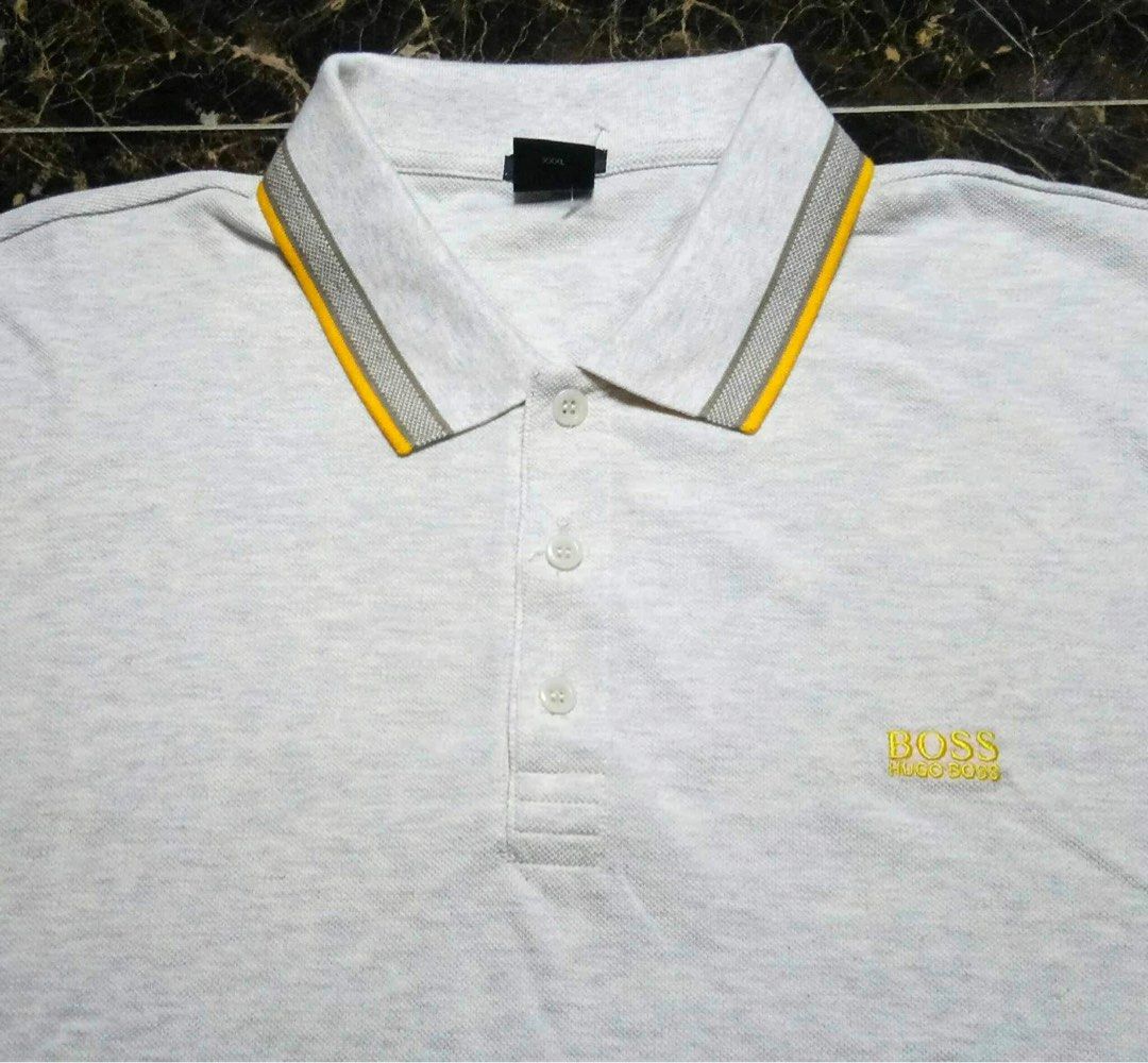 Hugo boss grey and yellow polo deals