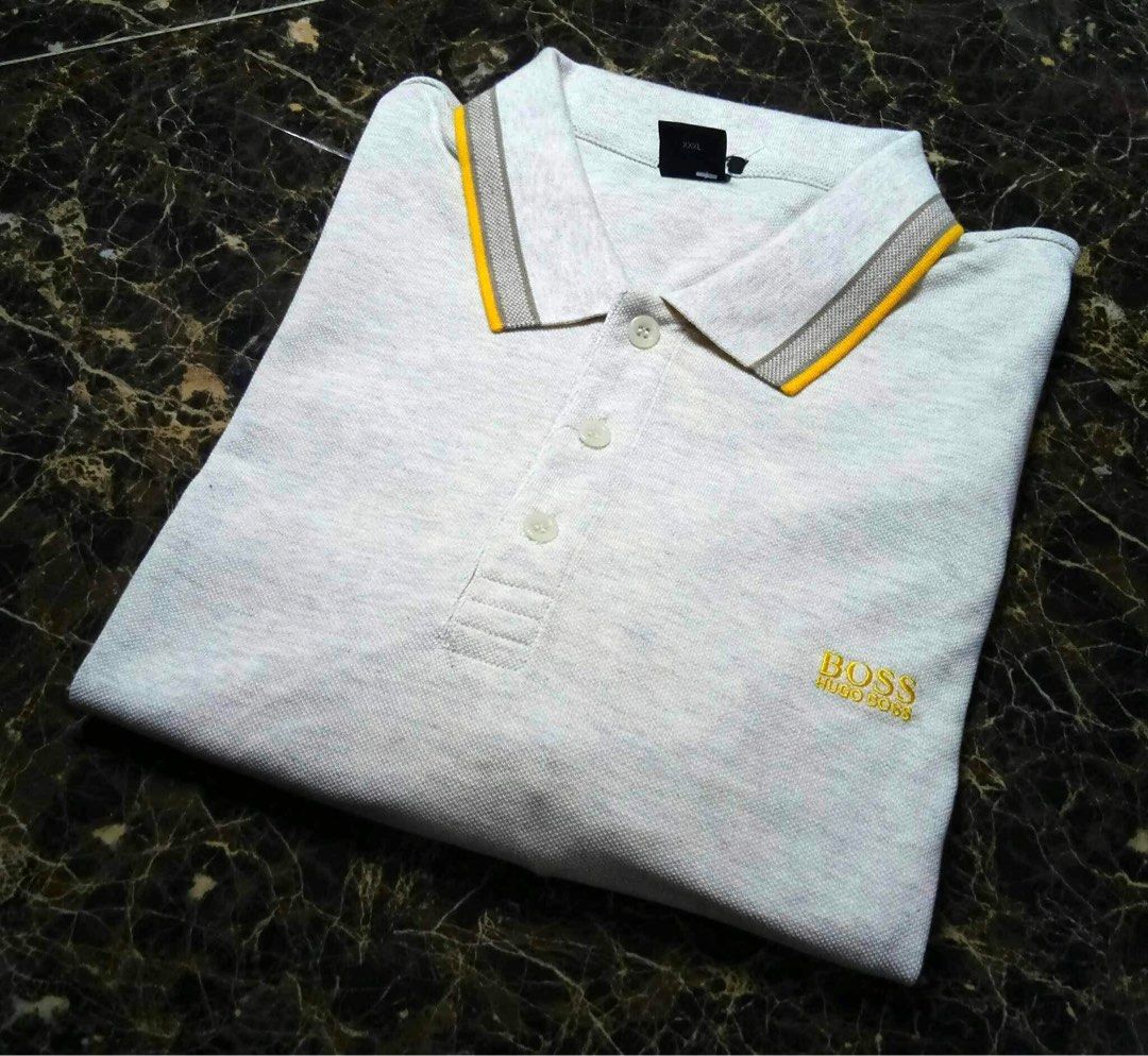Hugo boss grey and yellow polo discount
