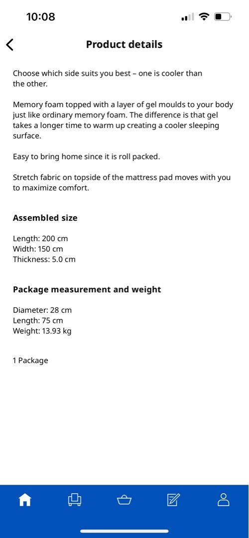 Ikea mattress topper Queen size, Furniture & Home Living, Furniture