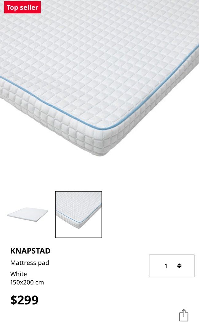 Ikea mattress topper Queen size, Furniture & Home Living, Furniture