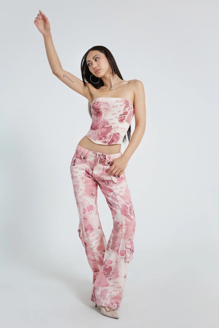 jaded london x omighty Cherry Babygirl Denim Cargo Trousers