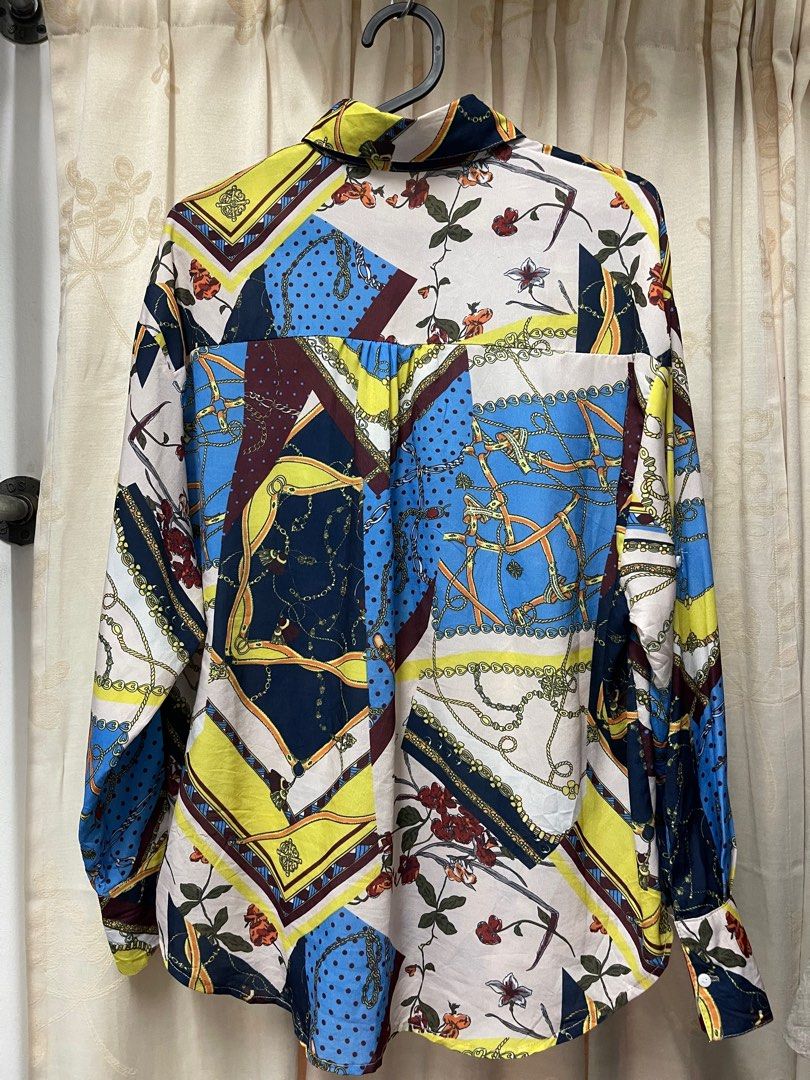 SHEIN Kemeja Vintage Chain Floral Women s Fashion Tops