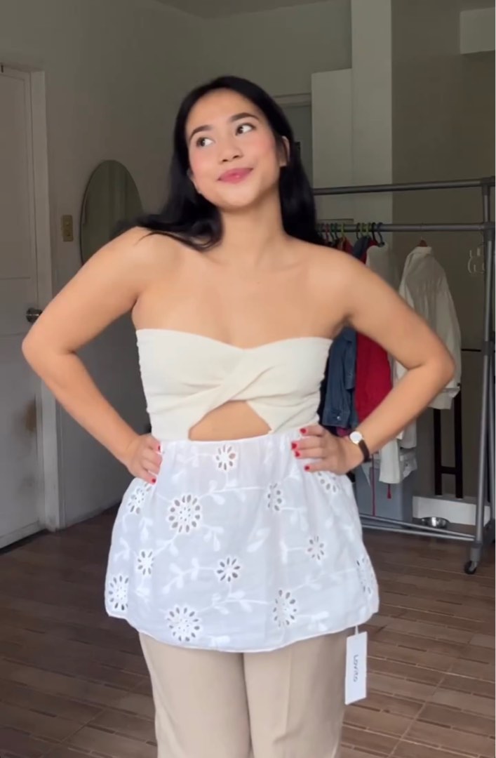 Lovito cream white tube top, Women's Fashion, Tops, Sleeveless on Carousell