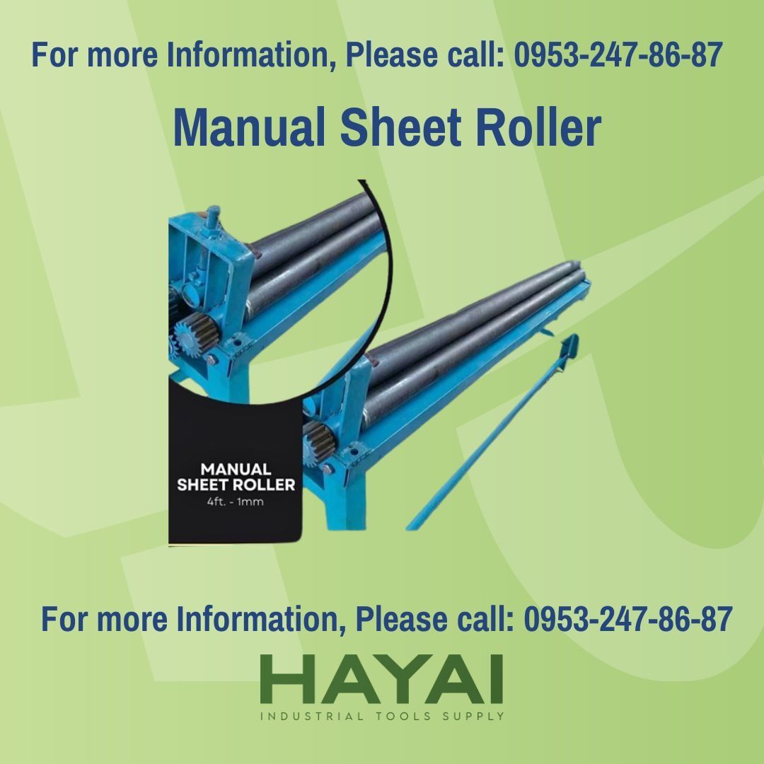 Manual Sheet Roller Machine (Category: Construction Tools & Equipment) located in Caloocan City. Submitted by margzhayai57667 (Listing ID 1270917484, Image 1). Description: Manual Sheet Roller Machine 4ft manual sheet roller up to 1.0mm capacity HAYAI INDUSTRIAL TOOLS SUPPLY Look for Ms. Margz 📞 Call Us Now:☎️ 📲 0-9-5-3- 2-4-7-8-6-8-7 - MARGZ 💌 Email: m-a-r-g-z@-g-m-a-i-l-.-c-o-m PRICES ARE SUBJECT TO CHANGE WITHOUT PRIOR NOTICE! .