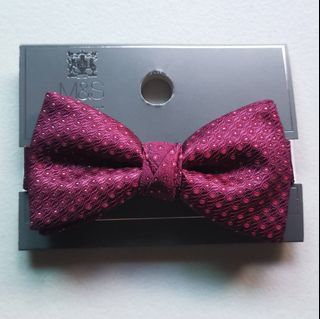 MARKS & SPENCER men’s unisex luxury bow neck tie red maroon purple colorway