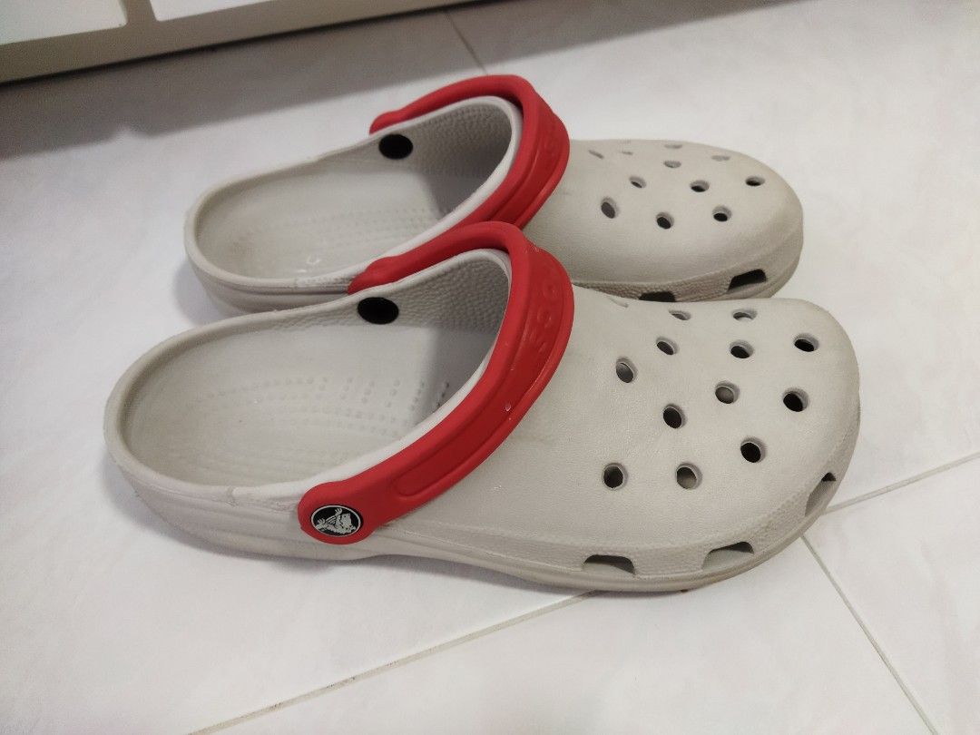 Mens classic crocs clog red white grey size 8 9 Men s Fashion