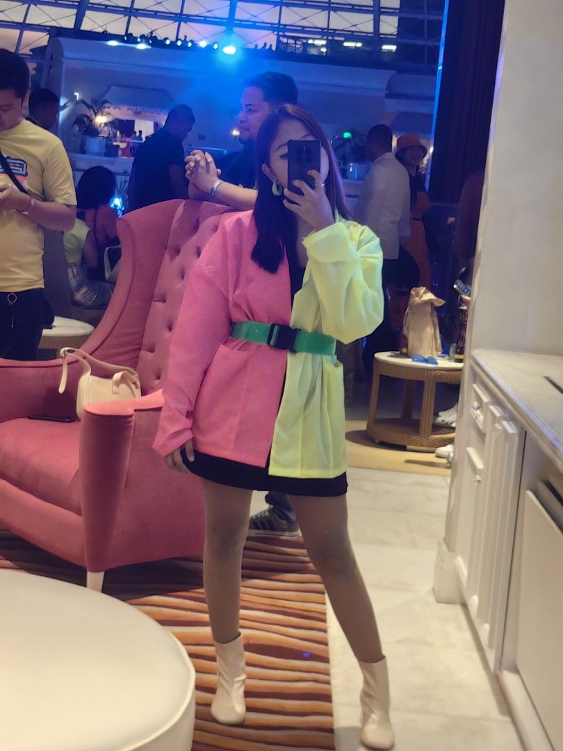 Neon Themed Futuristic Coat with Bely (Category: Dresses) located in Manila. Submitted by decluttering_delight (Listing ID 1270855108, Image 2). Description: Selling Neon Themed Coat with Belt Bought it for Php1300 in Thailand kaya unique yung design. You cannot find the same design in Philippines. Selling it for Php900❣️❣️ 📌Used it once for YEP. Show stealer I assure you.Lumalaban. 📌Featured in SDE 📌Candidate for best dress 📌Interviewed by h