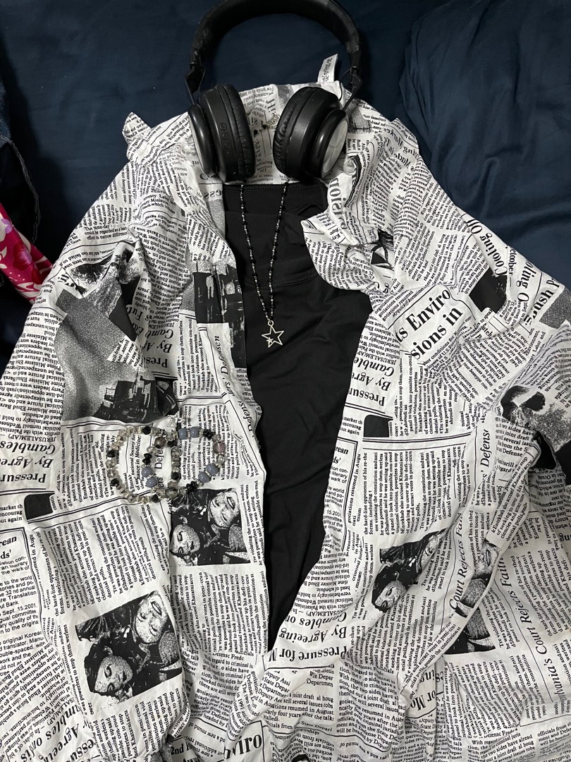 Newspaper long sleeve Women s Fashion Tops Longsleeves on Carousell