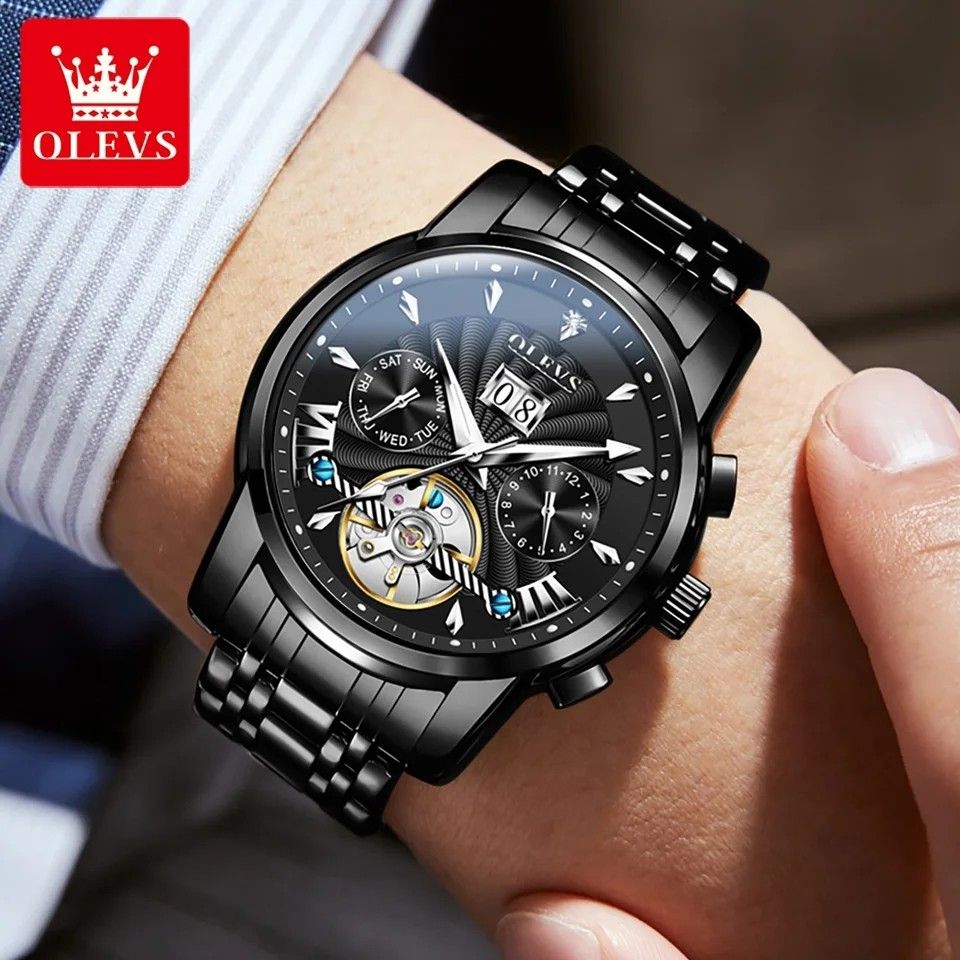 OlEVS Skeleton Automatic Mechanical Watch Luxury Watches on