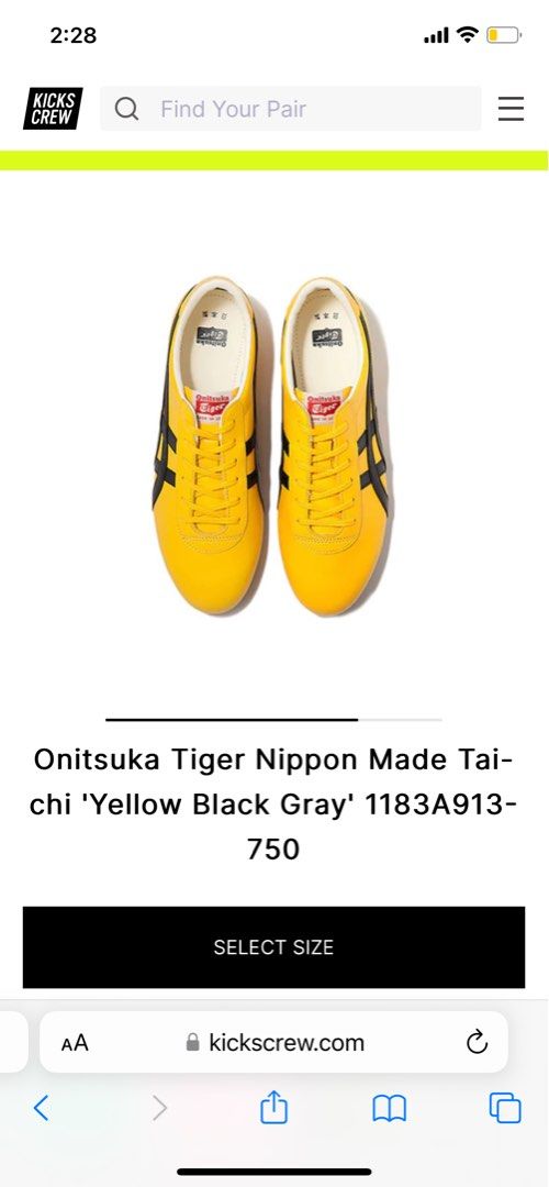 Onitsuka Tiger Nippon Made, Kill Bill (Category: Sneakers) located in Singapore. Submitted by dougwas (Listing ID 1271009211, Image 2). Description: - Too small, worn 2-3x only - Bought in Japan, didn’t bring box back - Rtp S$410 - Pm for more pics, open to nego.