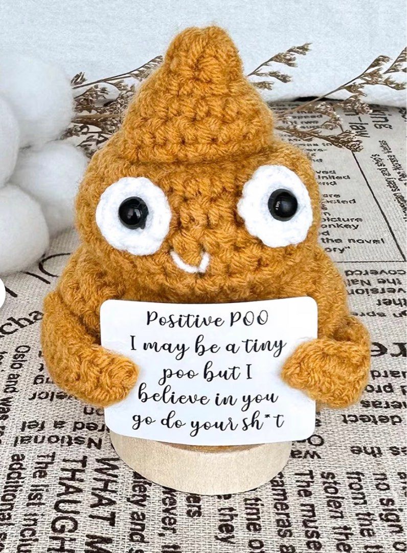 Positive Poo, Penguin Crochet desk deco. Christmas gift, Hobbies