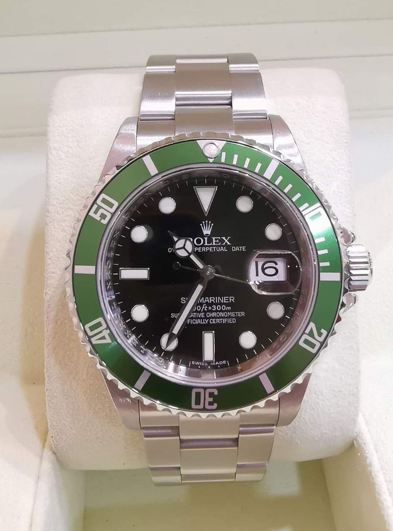Pre Owned Rolex 16610 LV 50th Anniversary Submariner Green Bezel 40mm Aka Kermit 2010 Complete Set TEL 012 6657070 012 2200730