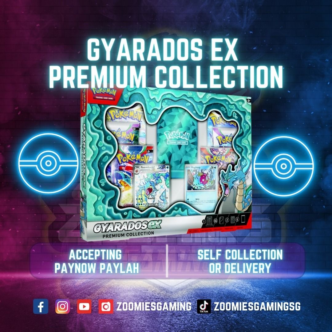 Ready Stock]Gamestop exclusive gyarados ex premium collection, Hobbies &  Toys, Toys & Games on Carousell