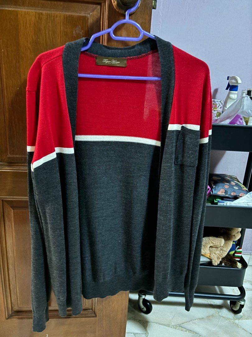Red and black best sale cardigan