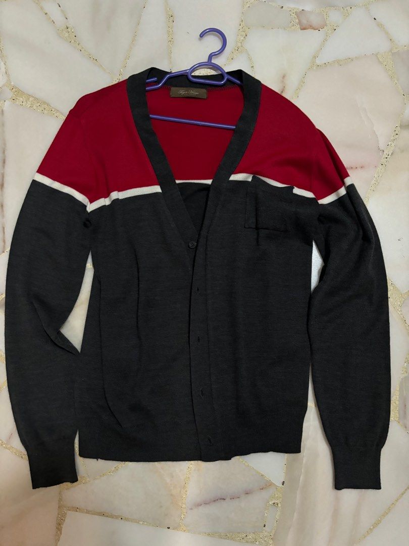 Red white clearance blue cardigan