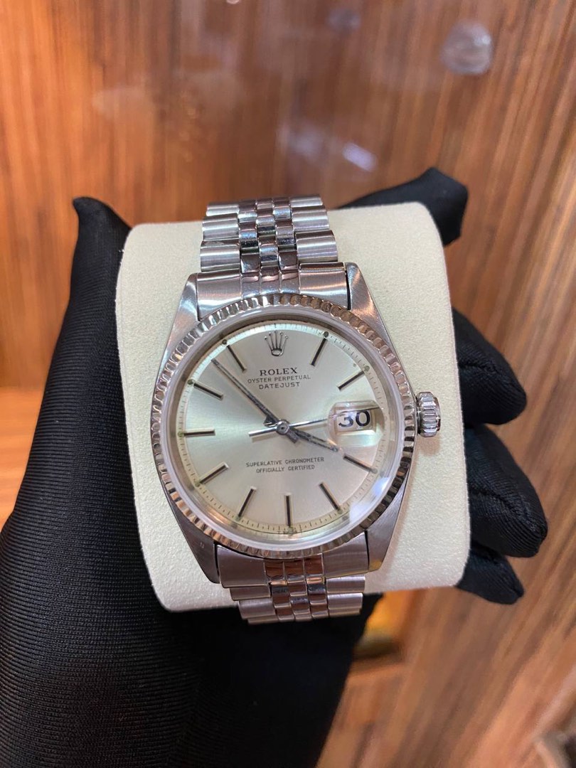 ROLEX OYSTER PERPETUAL DATEJUST HALF 18K WHITE GOLD REF 1601 36MM