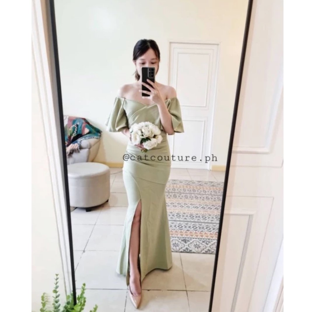 Sexy Sage Green Long Evening Dress Formal Evening Dress main image 1