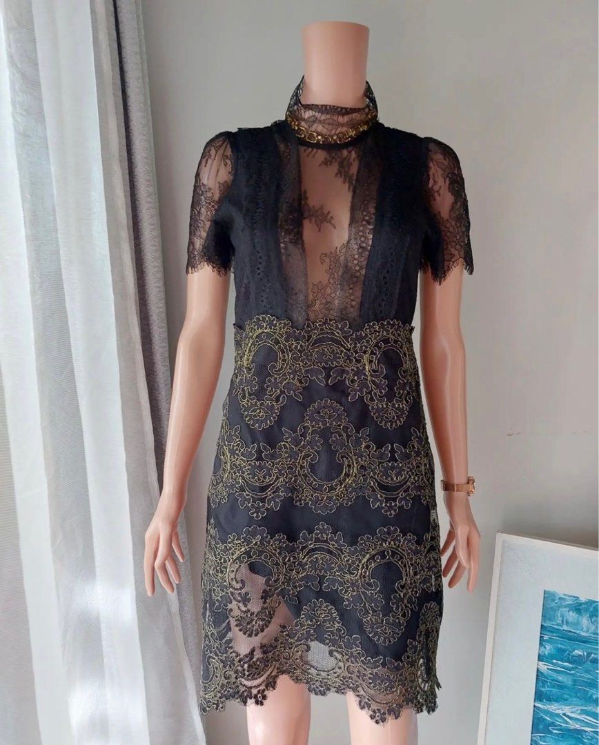 shoshanna blue lace dress Shoshanna Women's Martine Floral Lace Midi-Dress - Navy main image 1