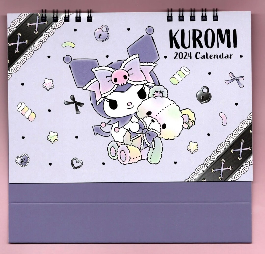日本版Sanrio Kuromi 2024座枱月曆 Calendar schedule datebook 最後一個, 興趣及遊戲, 手作＆自家