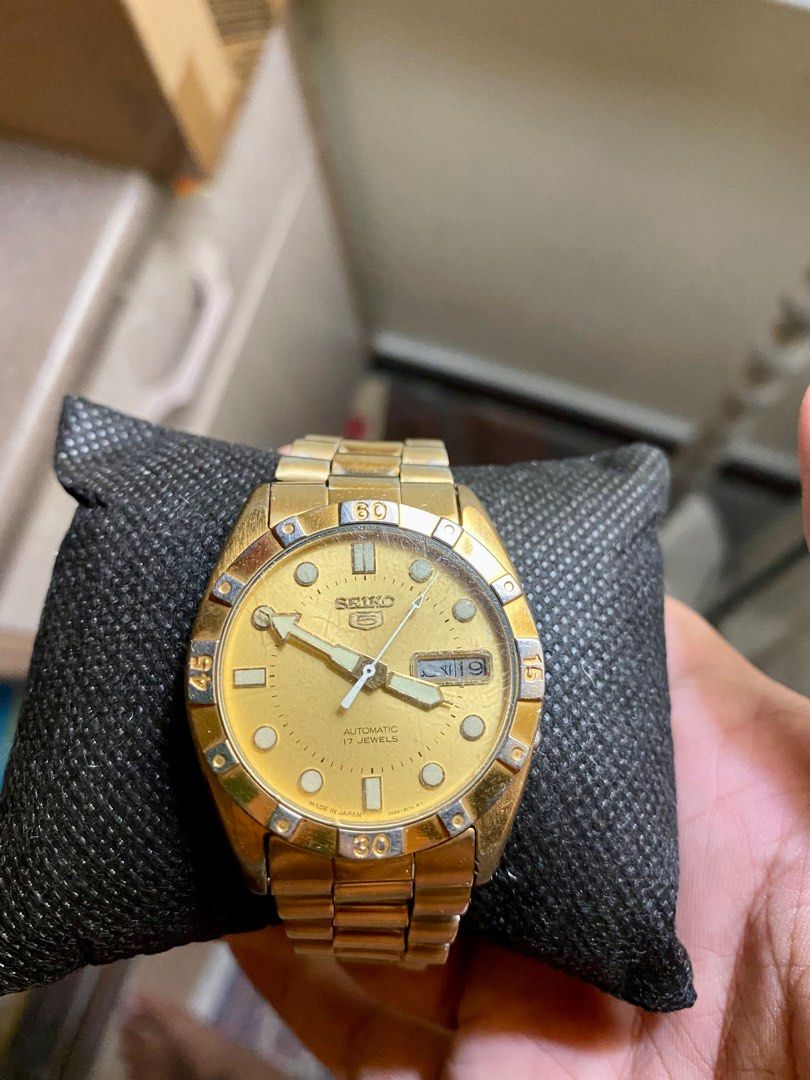 Seiko 5 gold sales plated