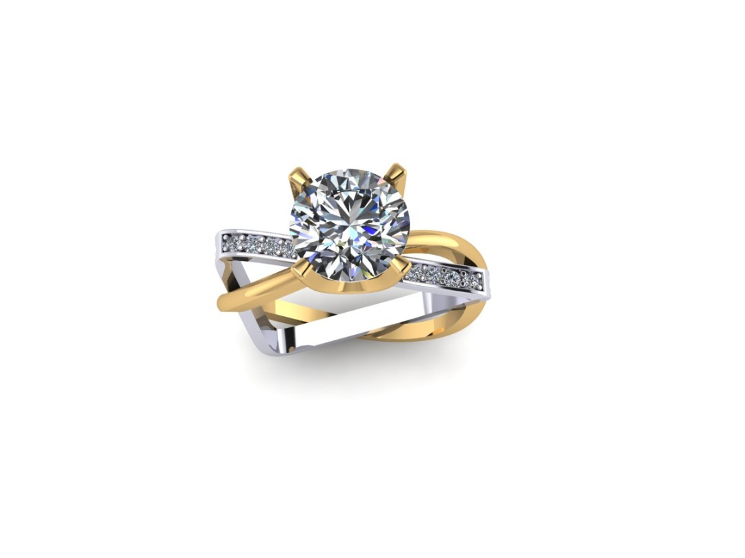 settings of ring in 14k white yellow white 2 tone for 2 carat