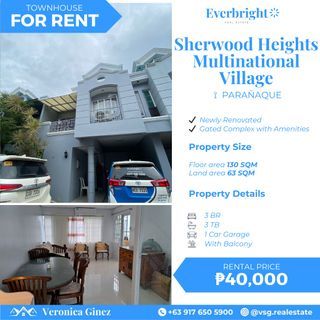 Sherwood Heights, Multinational Village Paranaque | 3BR Townhouse For  Rent