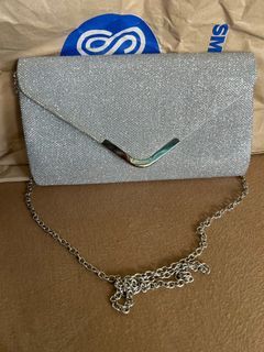 Silver glitter clutch shoulder party bag