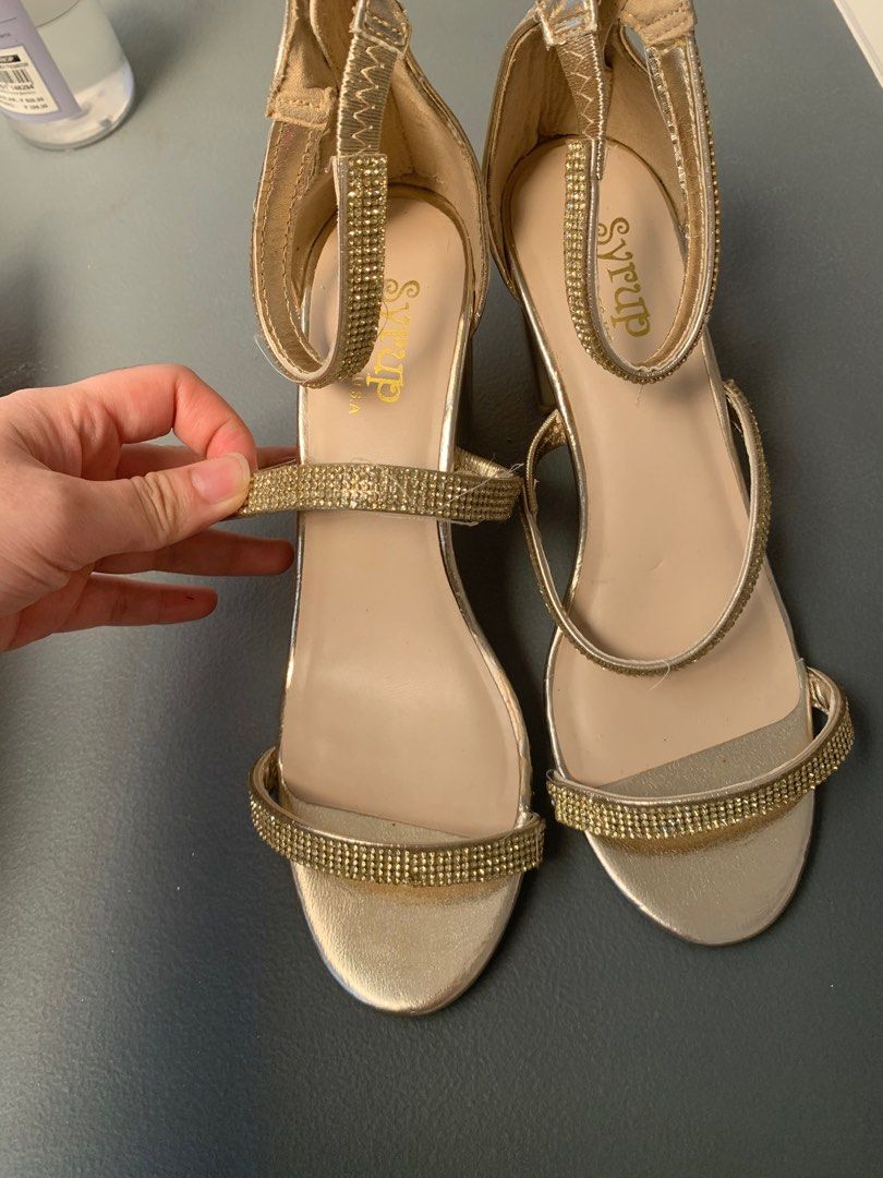 Strappy gold silver heels Women s Fashion Footwear Heels on