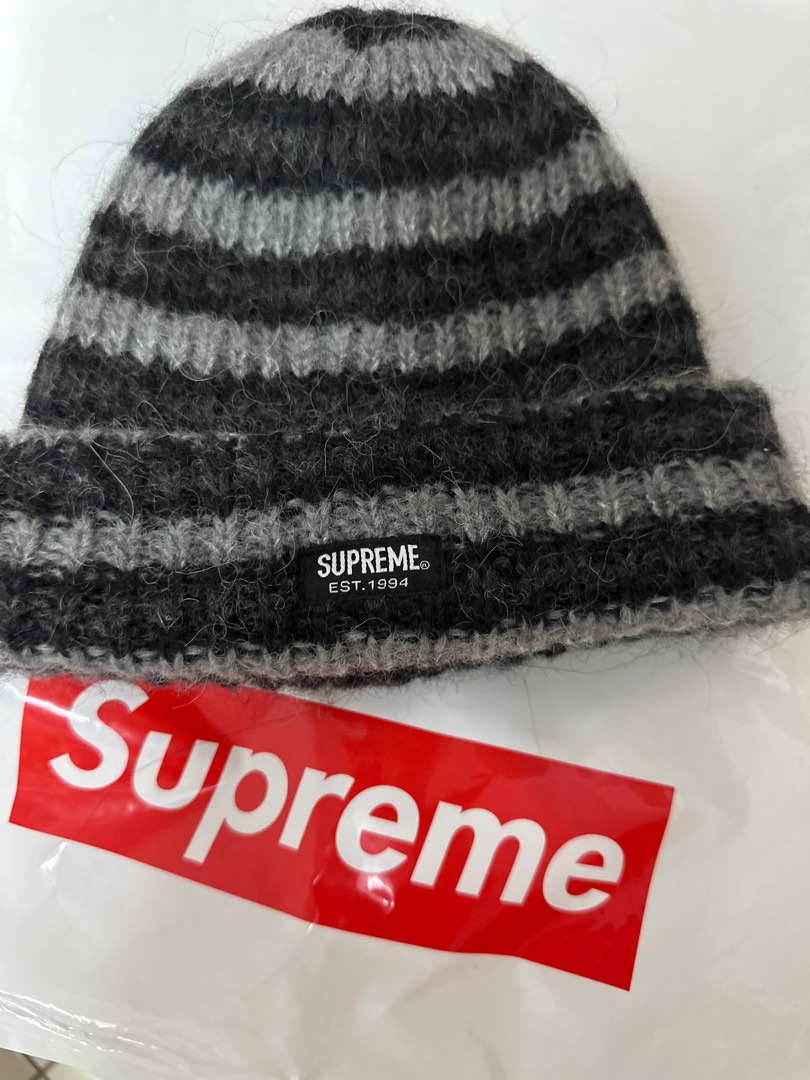 Supreme Loose Stripe Beanie Black fw23 毛帽, 他的時尚, 手錶及配件