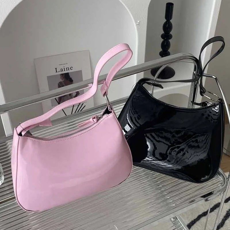 Tas Bahu Bahan PVC Glossy PU Leather
